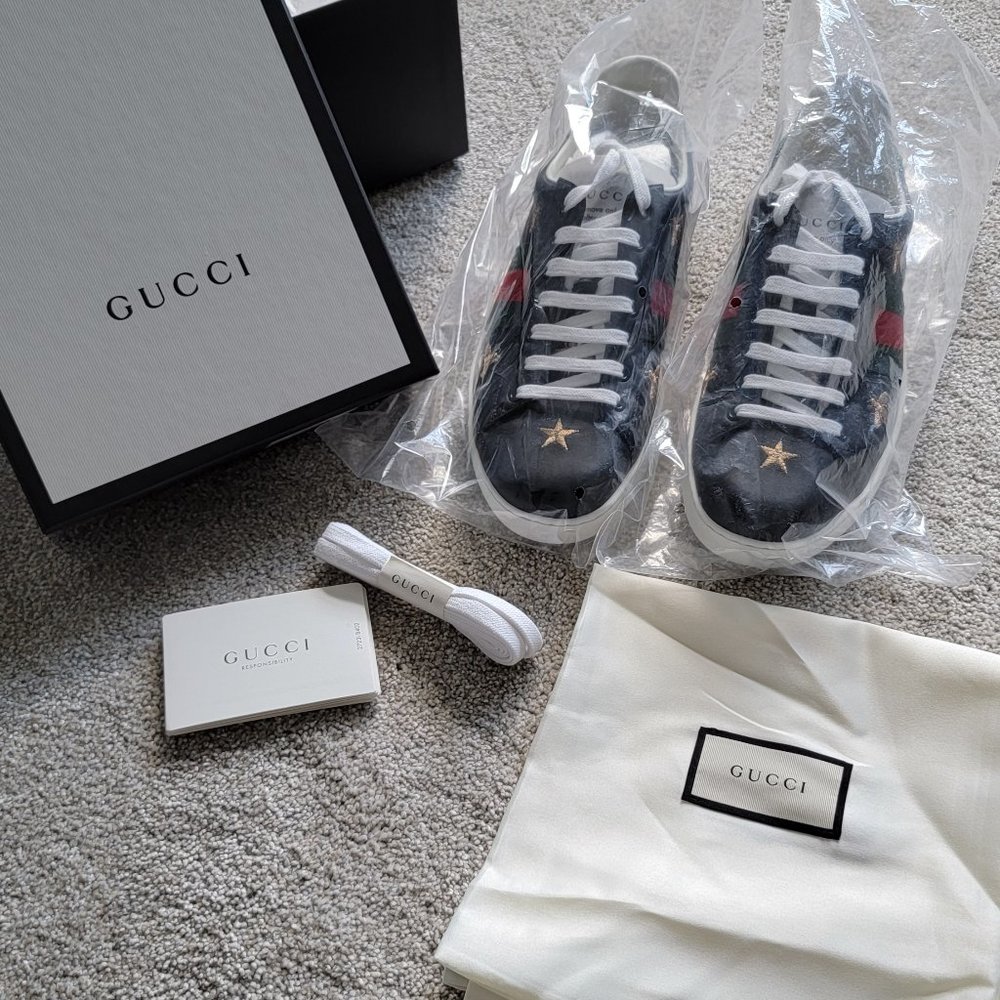Gucci Ace Embroidered Sneakers - Size 10
